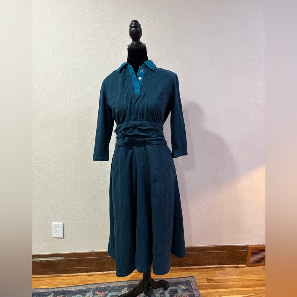 eShakti Teal and Blue Women's Dress